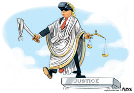 TRUMP JUSTICE IS BLINDED BY VIRTUAL REALITY by RJ Matson