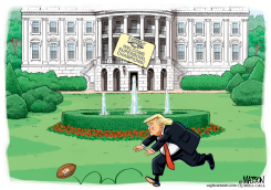 TRUMP FUMBLES EAGLES CEREMONY by RJ Matson