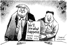 TRUMP AND KIM SIGN UP by Patrick Chappatte