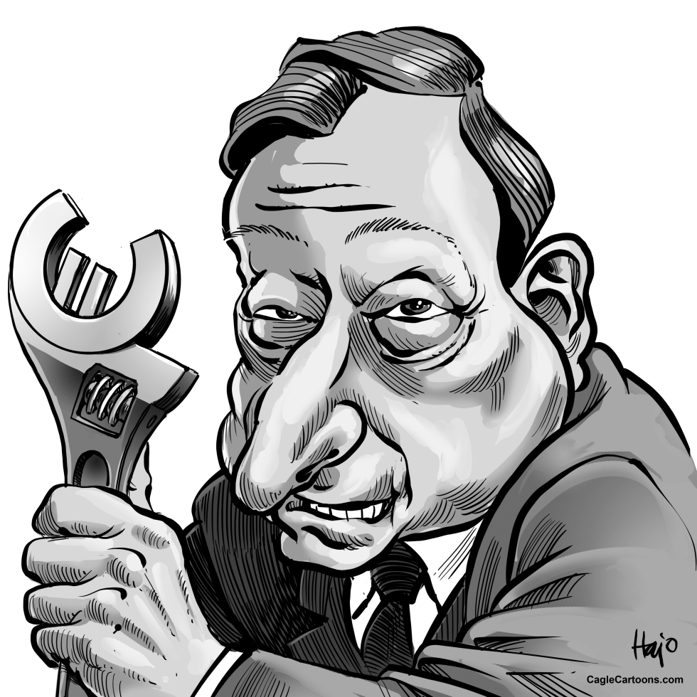  DRAGHI AND HIS TOOL BL-W by Hajo de Reijger