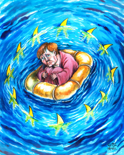 MERKEL AND EU SHARKS by Christo Komarnitski