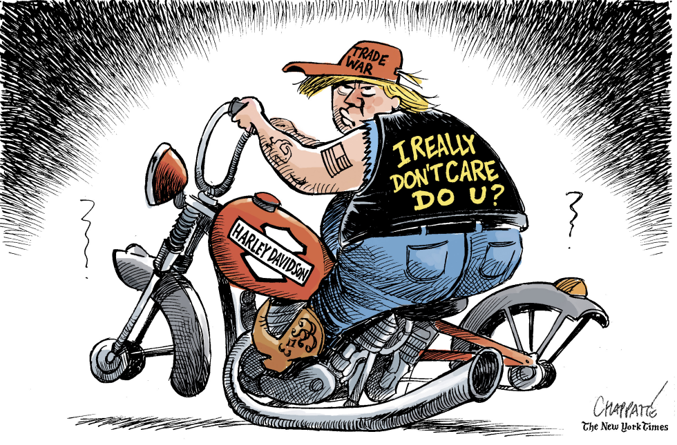  HARLEY DAVIDSON IN THE CROSSFIRE by Patrick Chappatte