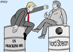 TRUMP, MERKEL, OIL by Rainer Hachfeld