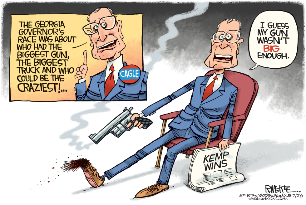  CAGLE SHOOTS SELF IN FOOT GA LOCAL by Rick McKee