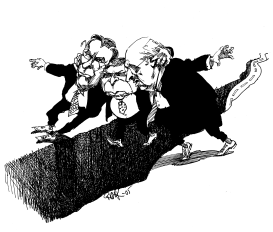 RUMSFELD CHENEY CARRYING BUSH by Riber Hansson