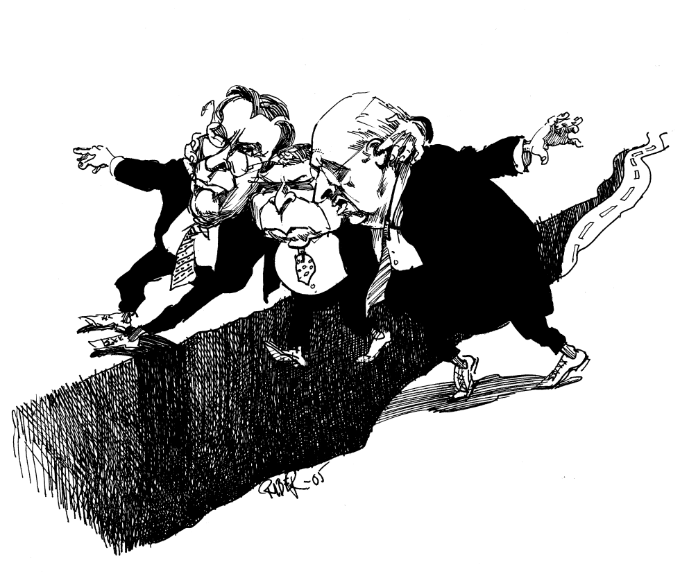  RUMSFELD CHENEY CARRYING BUSH by Riber Hansson