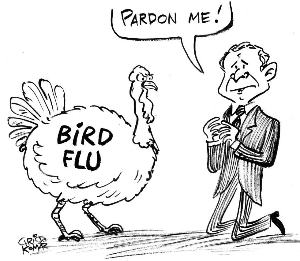  BUSH AND THANKSGIVING TURKEY- B&W by Christo Komarnitski