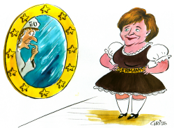 ANGELA MERKEL IN THE MIRROR  by Christo Komarnitski