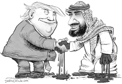 TRUMP AND SAUDI PRINCE BIN SALMAN HANDSHAKE by Daryl Cagle