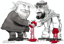 TRUMP AND SAUDI PRINCE BIN SALMAN HANDSHAKE  by Daryl Cagle