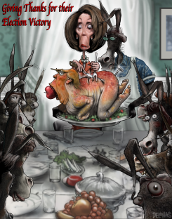 THANKSGIVING PELOSI TRUMP ROCKWELL by Sean Delonas