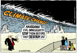 EVIL IMMIGRANTS VS CLIMATE CHANGE by Wolverton