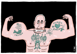 STRONG MAN PUTIN IN CRIMEA AND SYRIA by Schot