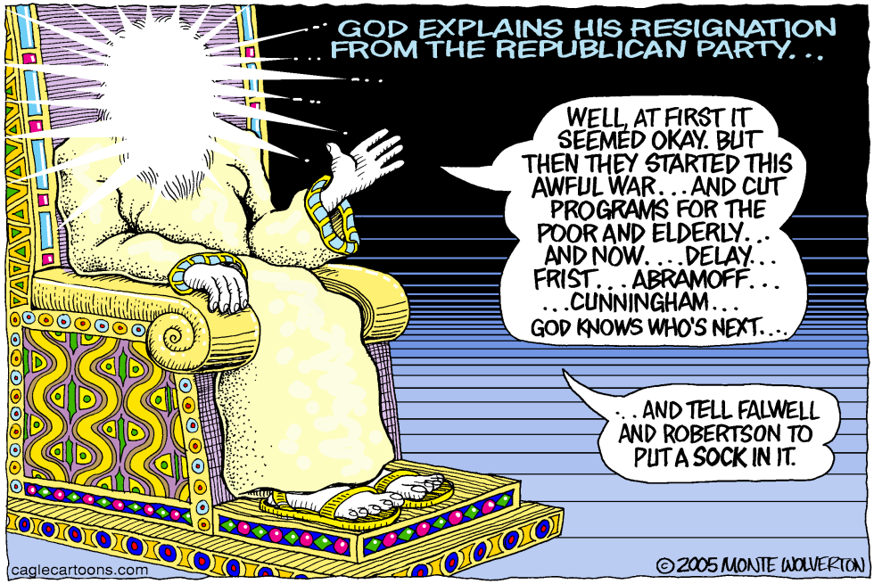  GOD QUITS REPUBLICAN PARTY by Wolverton