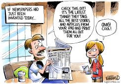 NEWSPAPERS ARE THE LATEST THING by Dave Whamond