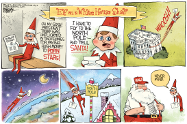 ELF ON A WHITE HOUSE SHELF by Rick McKee