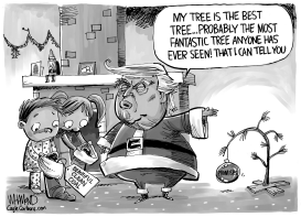 TRUMP AND THE CHARLIE BROWN CHRISTMAS TREE by Dave Whamond