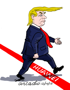 TRUMP TRESPASSES THE RED LINE by Arcadio Esquivel