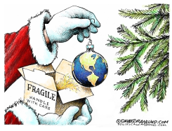 CHRISTMAS FRAGILE GLOBE by Dave Granlund