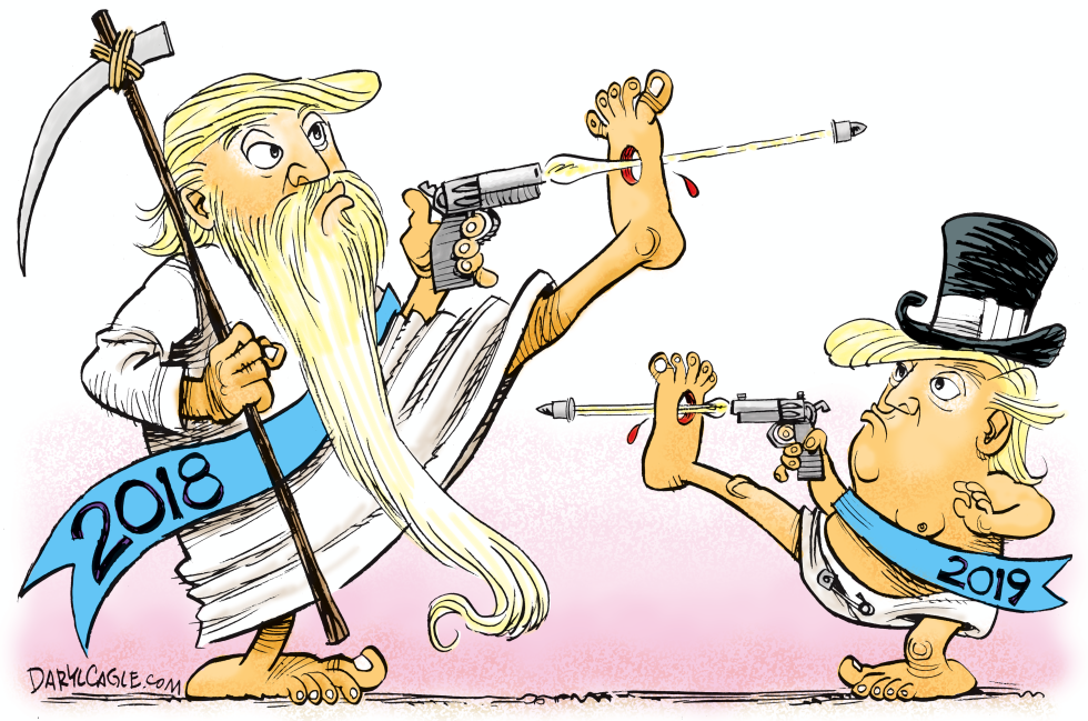  NEW YEAR TRUMP SHOT IN FOOT by Daryl Cagle