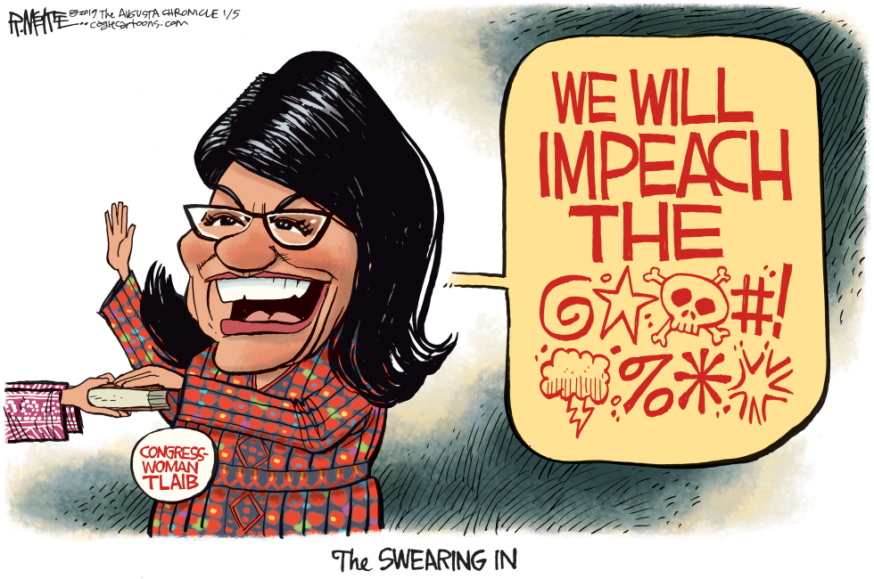  TLAIB SWEARING IN by Rick McKee