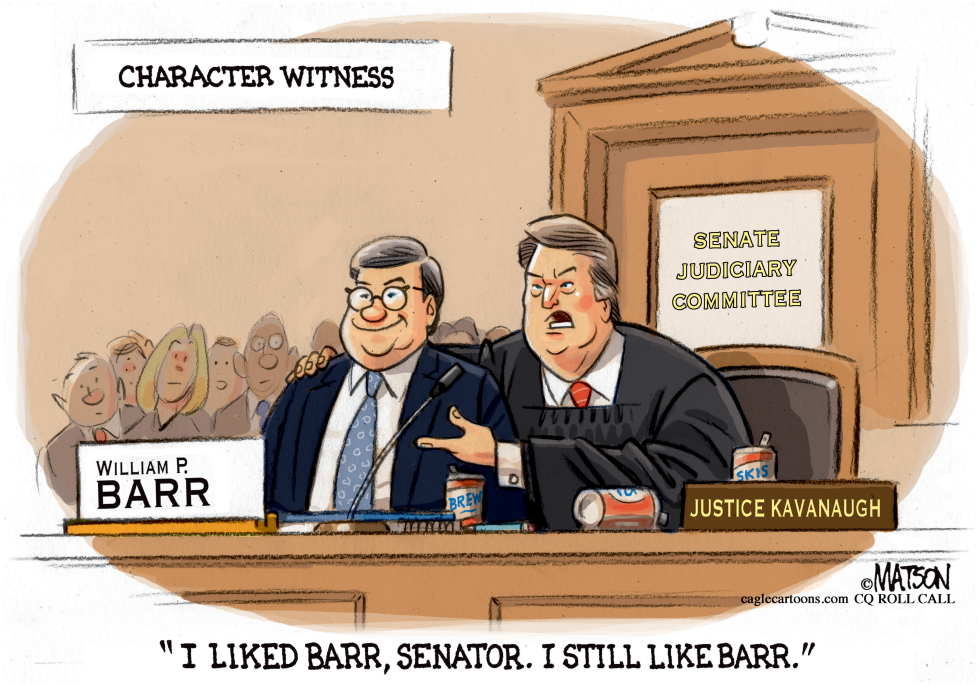  JUSTICE KAVANAUGH IS CHARACTER WITNESS AT BARR CONFIRMATION HEARING by RJ Matson