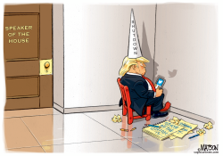 SPEAKER PELOSI PUTS TRUMP DUNCE IN CORNER by RJ Matson