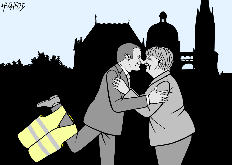  MACRON AND MERKEL IN AACHEN by Rainer Hachfeld