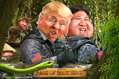 BAND OF BROTHERS - TRUMP, KIM JONG UN AND PUTIN by Bart van Leeuwen