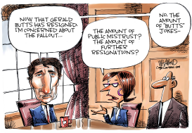 CANADA TRUDEAU'S TOP ADVISOR BUTTS OUT by Dave Whamond