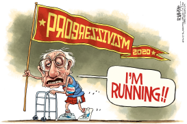 BERNIE RUNNING by Rick McKee