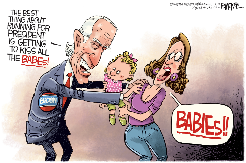  BIDEN KISSING BABES by Rick McKee