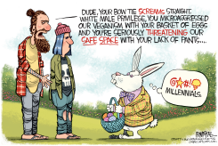 EASTER BUNNY MEETS MILLENNIALS by Rick McKee