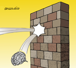 LA INTELIGENCIA SE ESTRELLA EN EL MURO by Arcadio Esquivel