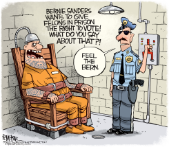 BERNIE FELONS VOTE by Rick McKee