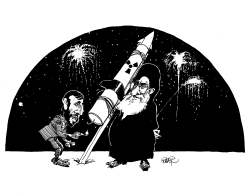 IRANIAN LEADERS WITH NUCLEAR ROCKET-MISSILE by Riber Hansson