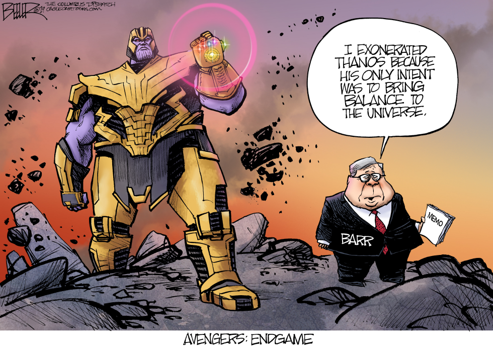  BARR AND THANOS by Nate Beeler