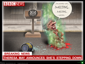 THERESA MAY BREXIT STEPS DOWN by Sean Delonas