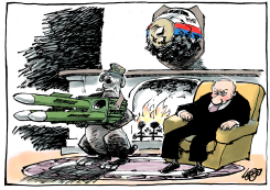 SOMEONE GAVE HIM HIS OWN MISSILE LAUNCHER by Jos Collignon