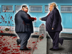 TRUMP KIM JONG UN NORTH KOREA DMZ by Sean Delonas