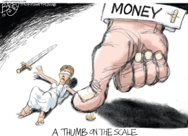 THUMB ON THE SCALE by Pat Bagley