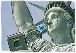 LADY LIBERTY READS RACIST TRUMP TWEETS by RJ Matson