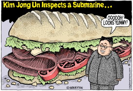 KIM JONG UN INSPECTS A SUBMARINE by Wolverton