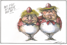 TRUMP AND BORIS JOHNSON TWEEDLEDUM by Dale Cummings