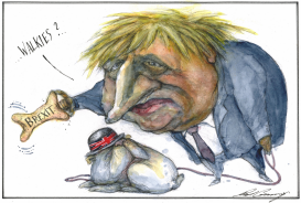 BORIS JOHNSON WALKS THE DOG by Dale Cummings