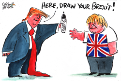 TRUMP GIVES SHARPIE TO BORIS by Christo Komarnitski