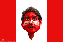 REDFACE JUSTIN TRUDEAU by Bart van Leeuwen