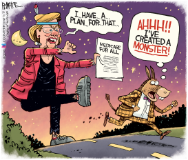 WARREN MONSTROUS HEALTH PLAN by Rick McKee