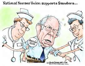 BERNIE 2020 AND NURSES UNION by Dave Granlund