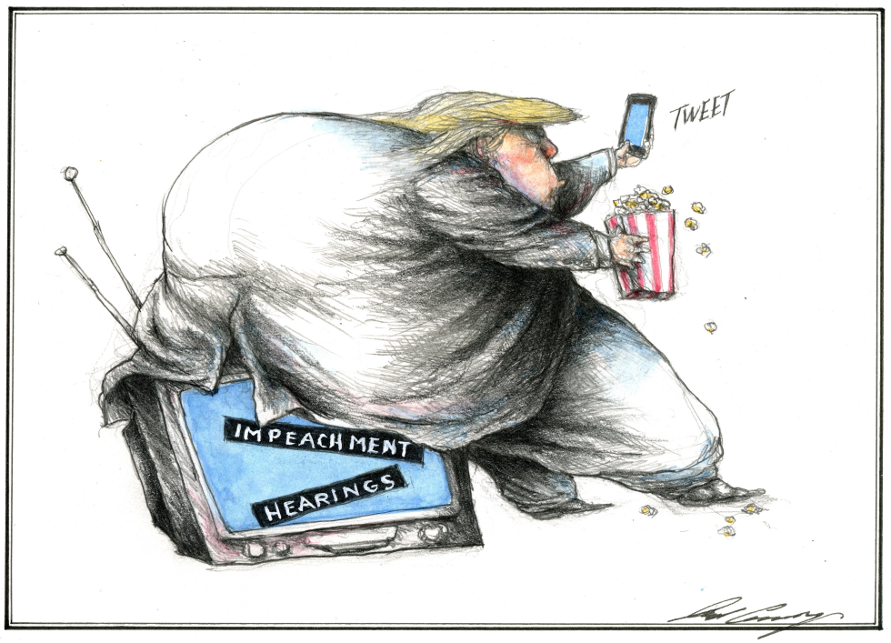  TRUMP WATCHES IMPEACHMENT HEARINGS by Dale Cummings